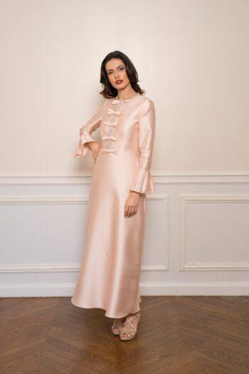 Robe Capucine faille soie galon en strass cristal