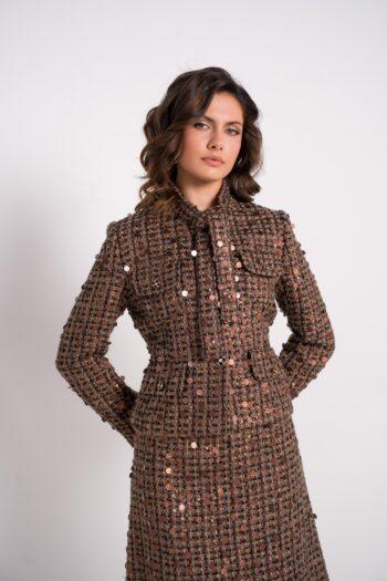 Détail veste Faune en bouclette avec sequins – ÉCAILLE PARIS
