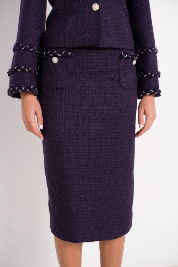 ensemble jupe veste bouclette violet vue de la jupe droite
