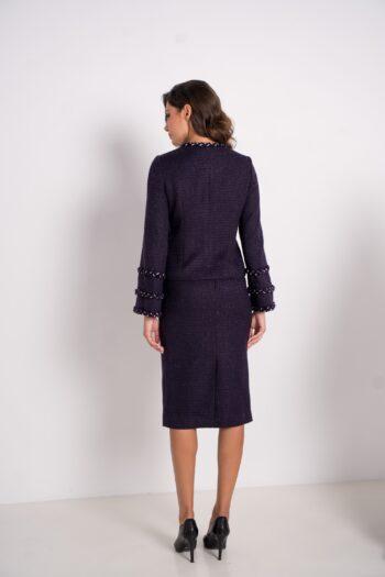 ensemble jupe veste bouclette violet dos de la veste et jupe