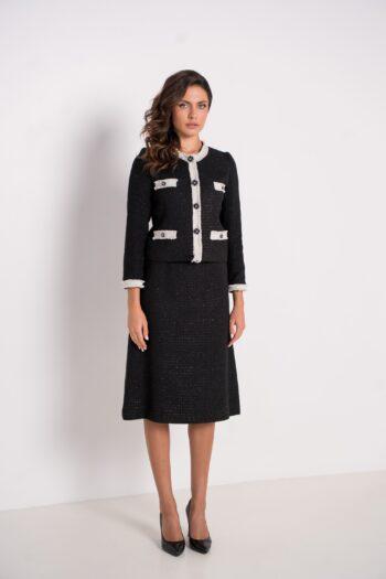 Chaqueta y falda Flash en bouclette negro - vista frontal
