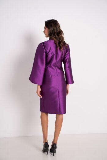 Robe Faby en faille de soie violette - vue arrière - ÉCAILLE Paris