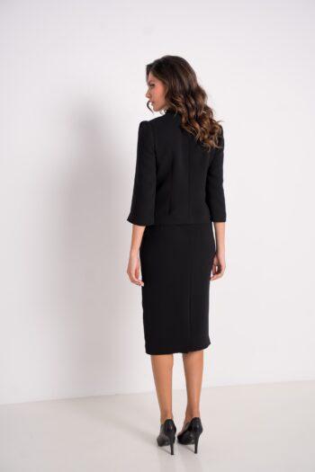 Féerie jacket and skirt in black crepe - back view