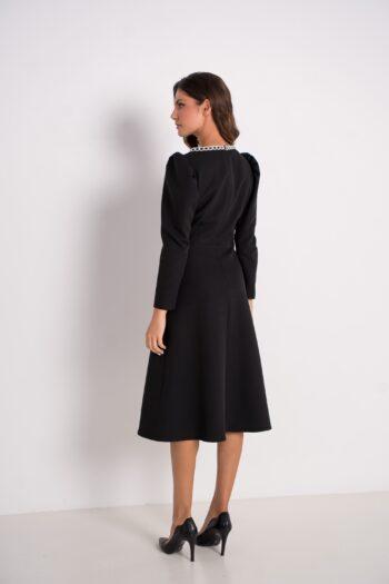 Farah black crepe dress - back view