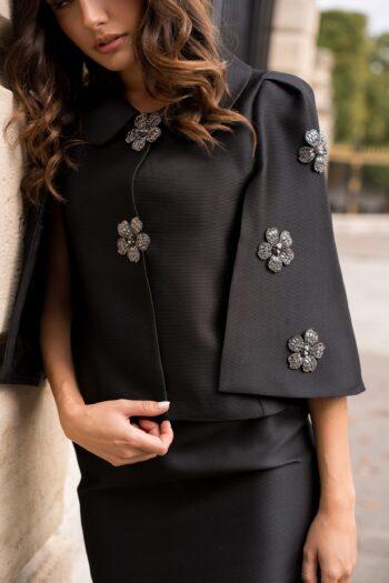Chaqueta Flocon - detalle bordado flor strass