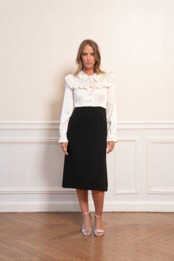 robe élégante femme satin et crêpe