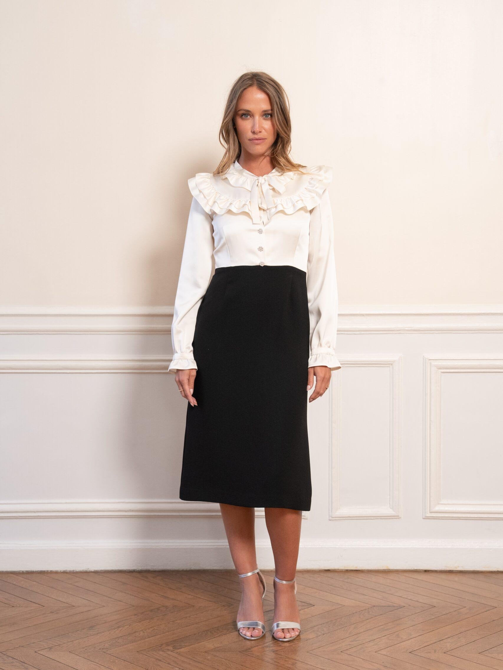 robe élégante femme satin et crêpe