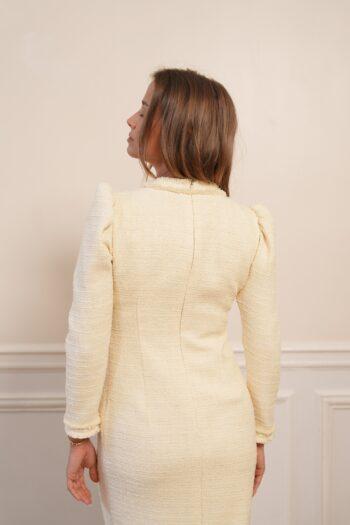 robe bouclette jaune chic dos