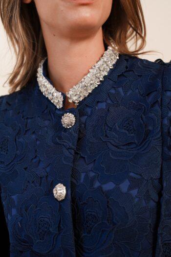 veste femme en guipure avec col bijou