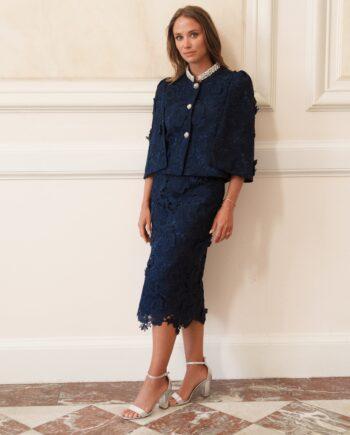 veste Glorielle et jupe assortie en guipure couture