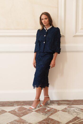 veste Glorielle et jupe assortie en guipure couture