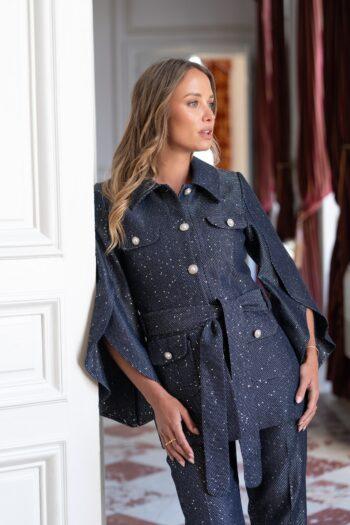 Luxury shimmering jacquard matching set for women
