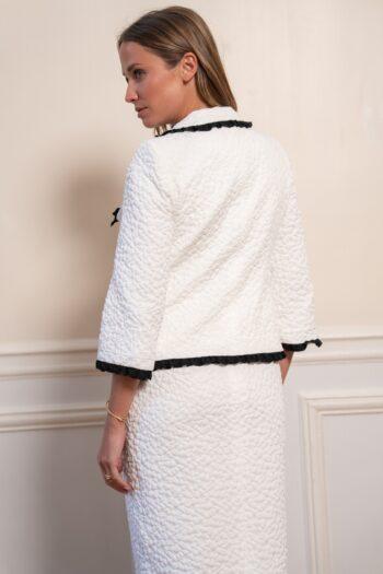 Vue arrière détaillée de la veste Gigi femme en jacquard texturé