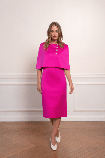 Ensemble Hamélia en satin duchesse fuchsia