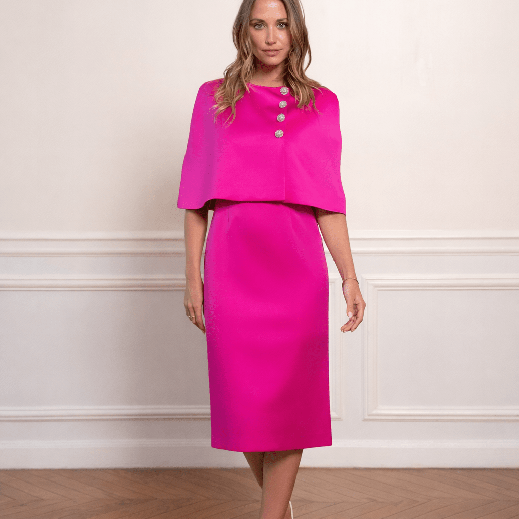 Ensemble Hamélia en satin duchesse fuchsia