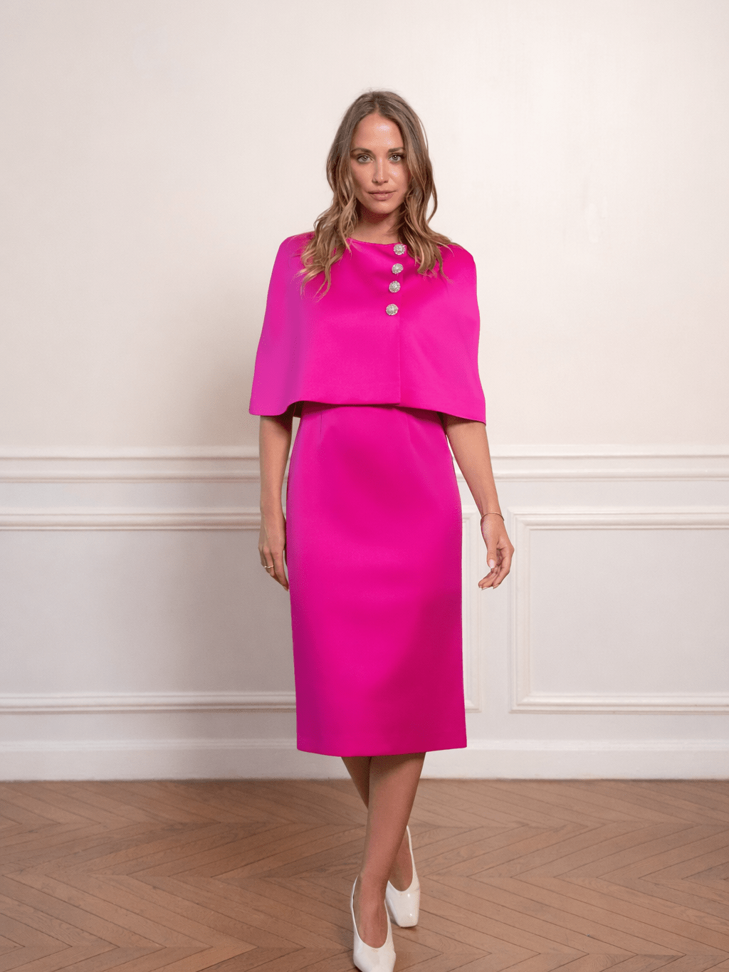 Ensemble Hamélia en satin duchesse fuchsia
