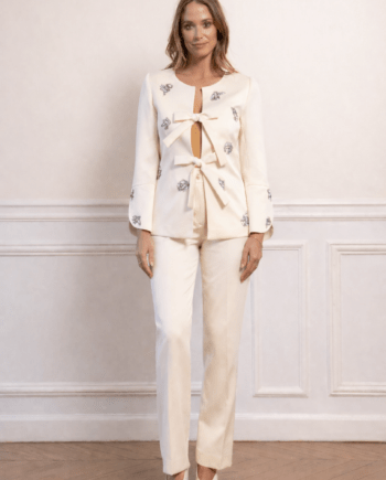 Gaya ivory ceremony jacket and pants set for women by Ecaille Paris